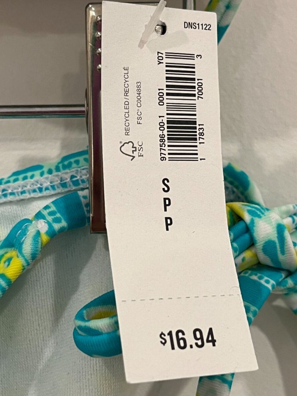 String bikini Old navy 2 piece New blue/green yellow floral Small tags - Picture 5 of 7